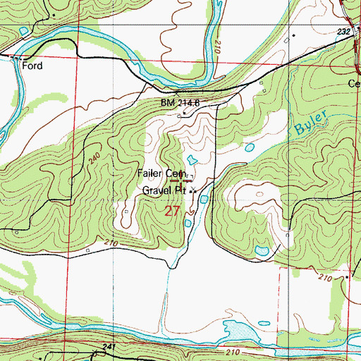 Topographic Map of Failer Cemetery, MO