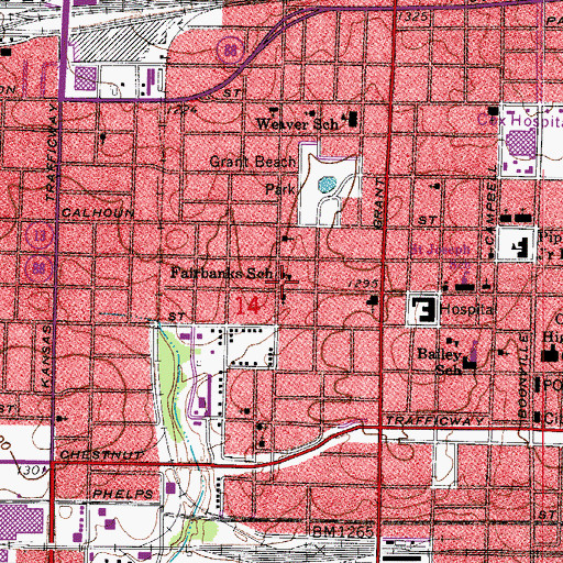 Topographic Map of Fairbanks School, MO