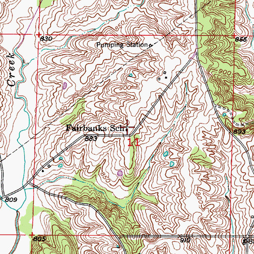 Topographic Map of Fairbanks School, MO