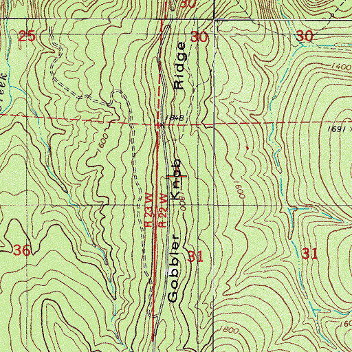 Topographic Map of Gobbler Knob Ridge, AR