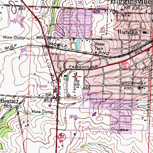 Topographic Map of Fairground Park, MO