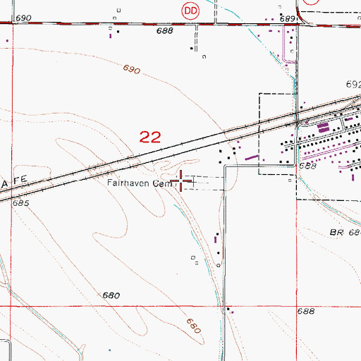 Topographic Map of Fairhaven Cemetery, MO
