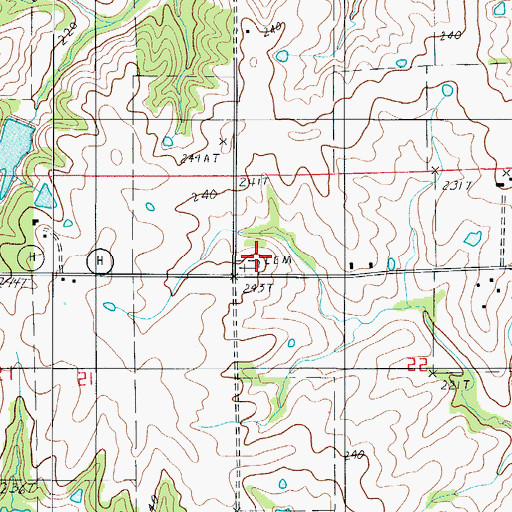 Topographic Map of Fairland Cemetery, MO