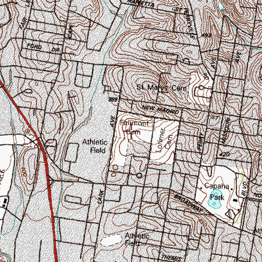 Topographic Map of Fairmon Cemetery, MO