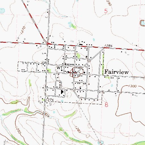 Topographic Map of Fairview, MO