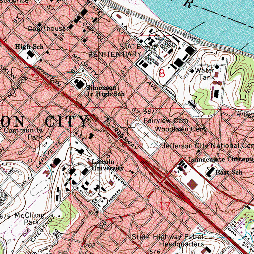 Topographic Map of Fairview Cemetery, MO