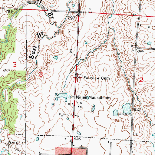 Topographic Map of Fairview Cemetery, MO
