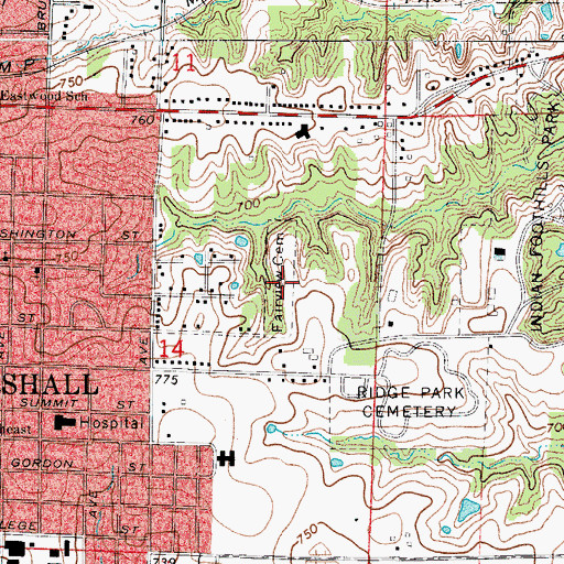 Topographic Map of Fairview Cemetery, MO