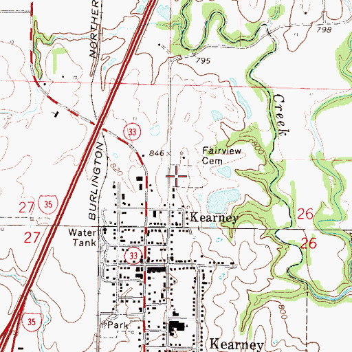 Topographic Map of Fairview Cemetery, MO