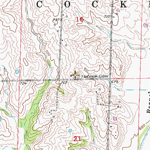 Topographic Map of Fairview Cemetery, MO