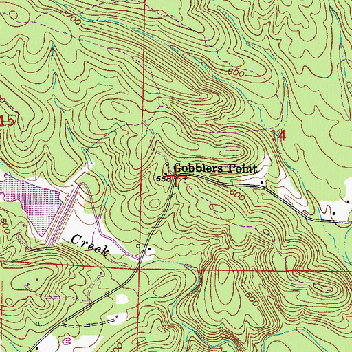 Topographic Map of Gobblers Point, AR