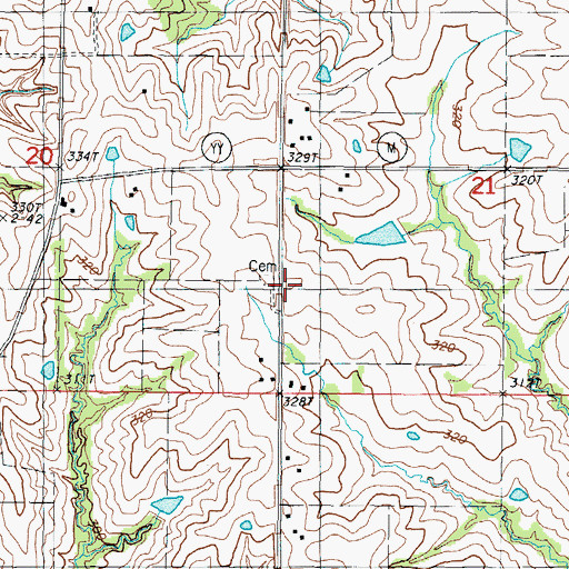 Topographic Map of Fairview Cemetery, MO