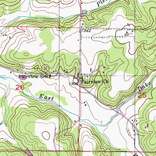 Topographic Map of Fairview Church, MO