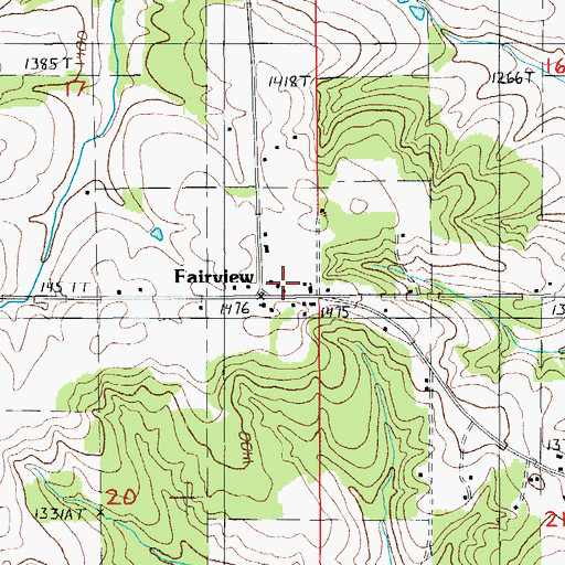Topographic Map of Fairview Church, MO