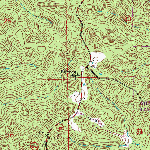Topographic Map of Fairview Church, MO