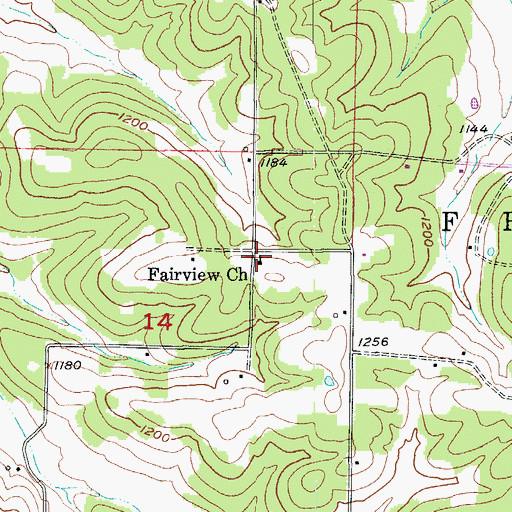 Topographic Map of Fairview Church, MO