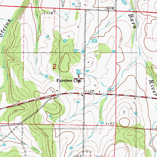 Topographic Map of Fairview Church, MO