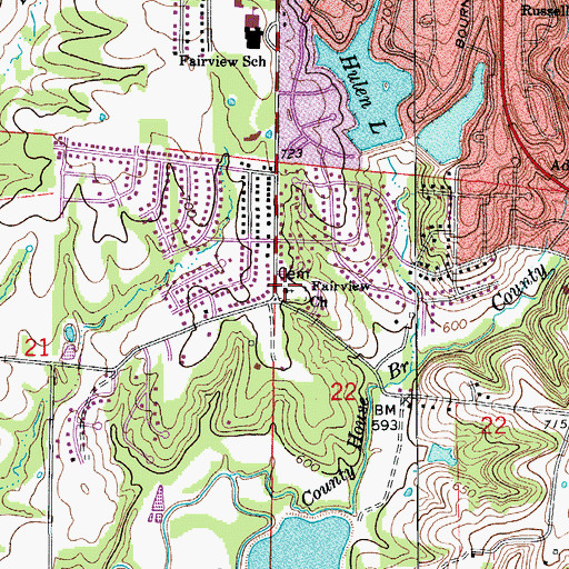 Topographic Map of Fairview Church, MO