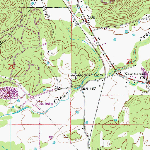 Topographic Map of Godwin Cemetery, AR