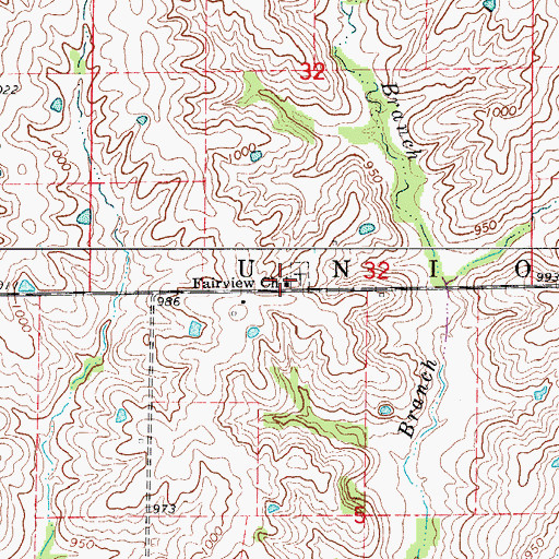 Topographic Map of Fairview Church, MO