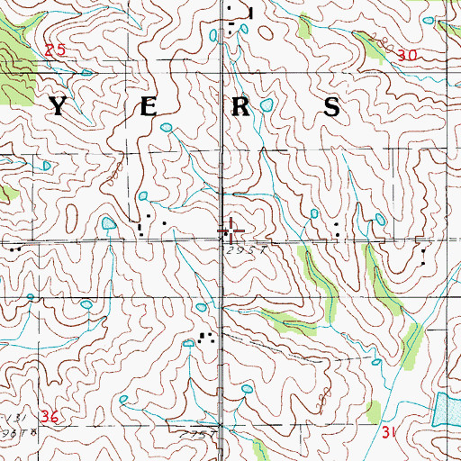 Topographic Map of Fairview Church, MO