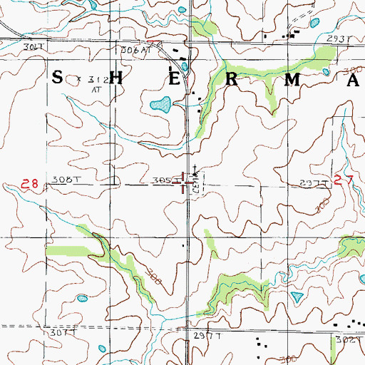 Topographic Map of Fairview Church, MO