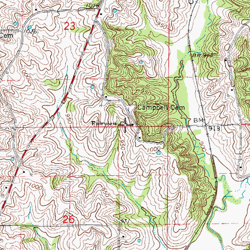 Topographic Map of Fairview Church, MO