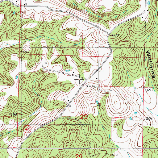 Topographic Map of Fairview School (historical), MO