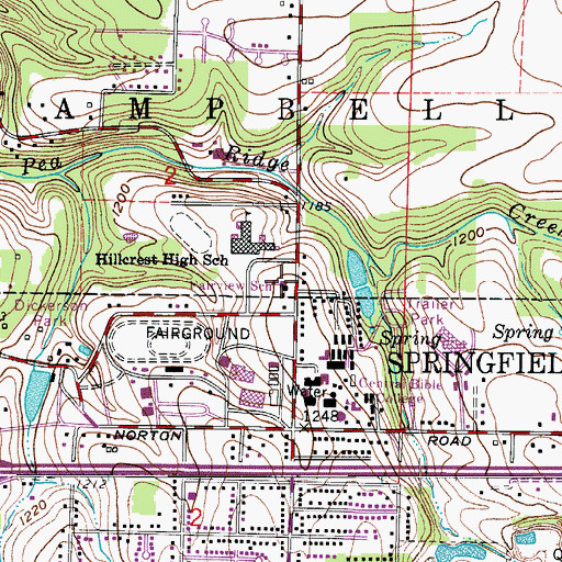 Topographic Map of Fairview School, MO