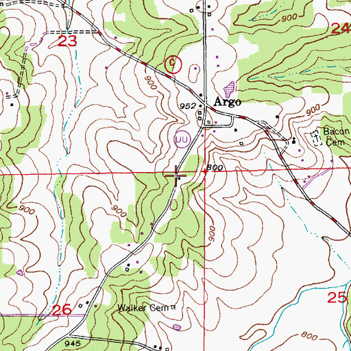 Topographic Map of Fairview School (historical), MO