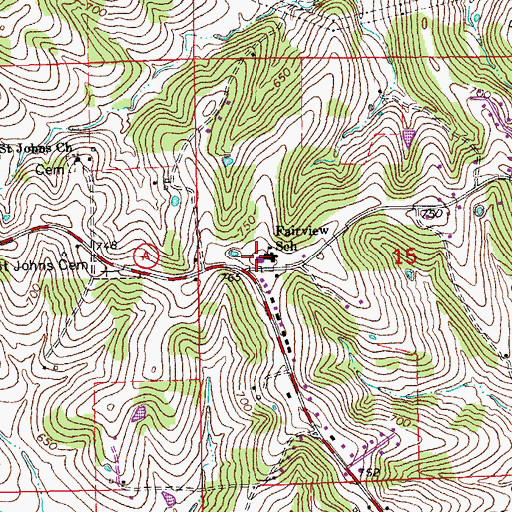 Topographic Map of Clearview Elementary School, MO
