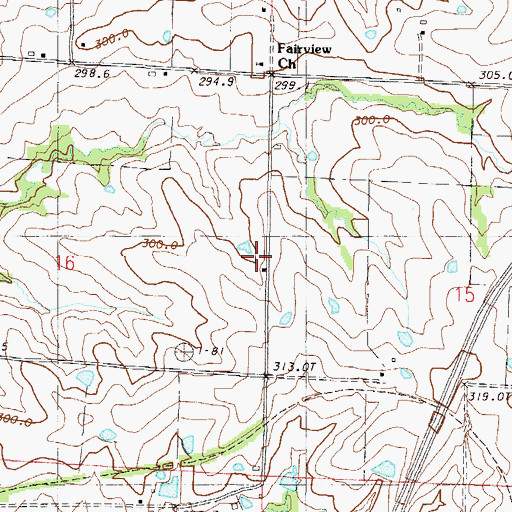 Topographic Map of Fairview School, MO