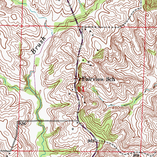 Topographic Map of Fairview School, MO