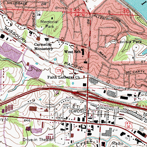 Topographic Map of Faith Lutheran Church, MO