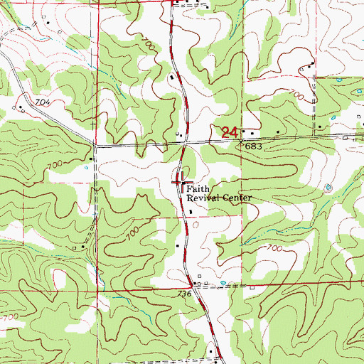 Topographic Map of Faith Revival Center, MO