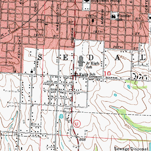 Topographic Map of Faith School, MO