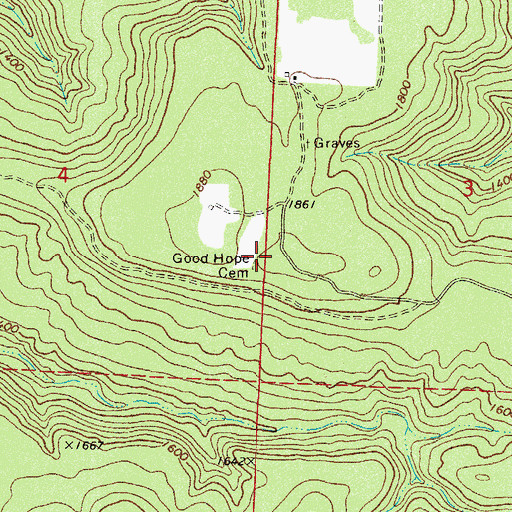 Topographic Map of Good Hope Cemetery, AR