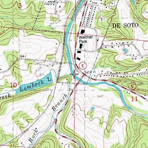 Topographic Map of Falling Rock Branch, MO