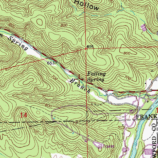Topographic Map of Falling Spring, MO