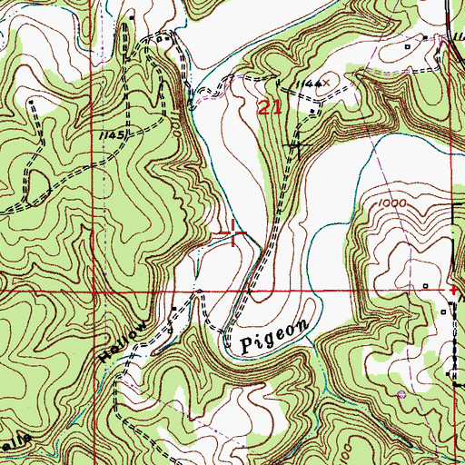 Topographic Map of Falls Hollow, MO