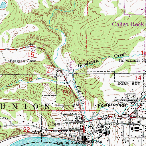Topographic Map of Goodman Creek, AR