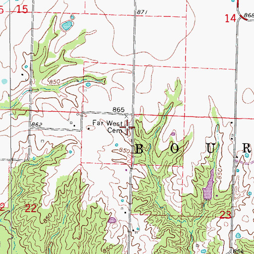 Topographic Map of Far West Cemetery, MO