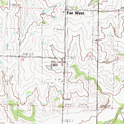 Topographic Map of Far West Church (historical), MO