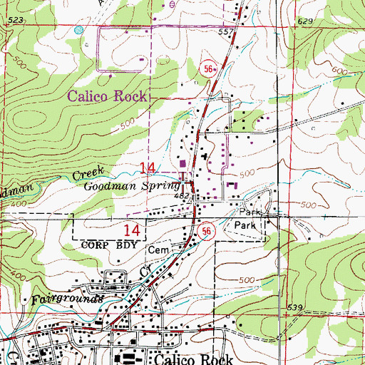 Topographic Map of Goodman Spring, AR
