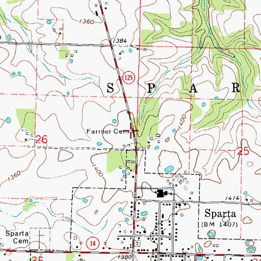 Topographic Map of Farmer Cemetery, MO