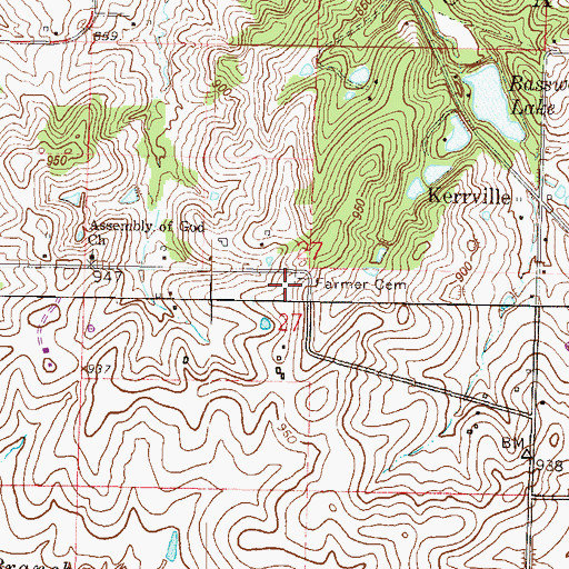 Topographic Map of Farmer Cemetery, MO