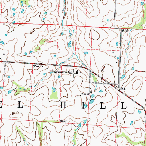 Topographic Map of Farmers School (historical), MO