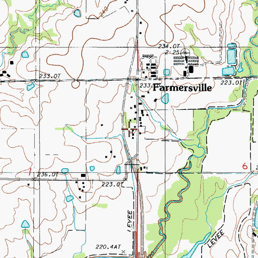 Topographic Map of Farmersville, MO