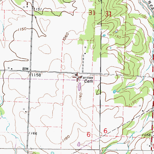 Topographic Map of Farney Cemetery, MO