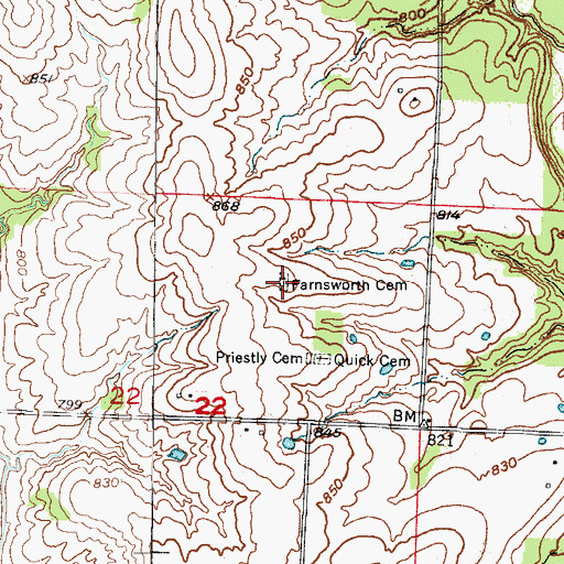 Topographic Map of Farnsworth Cemetery, MO